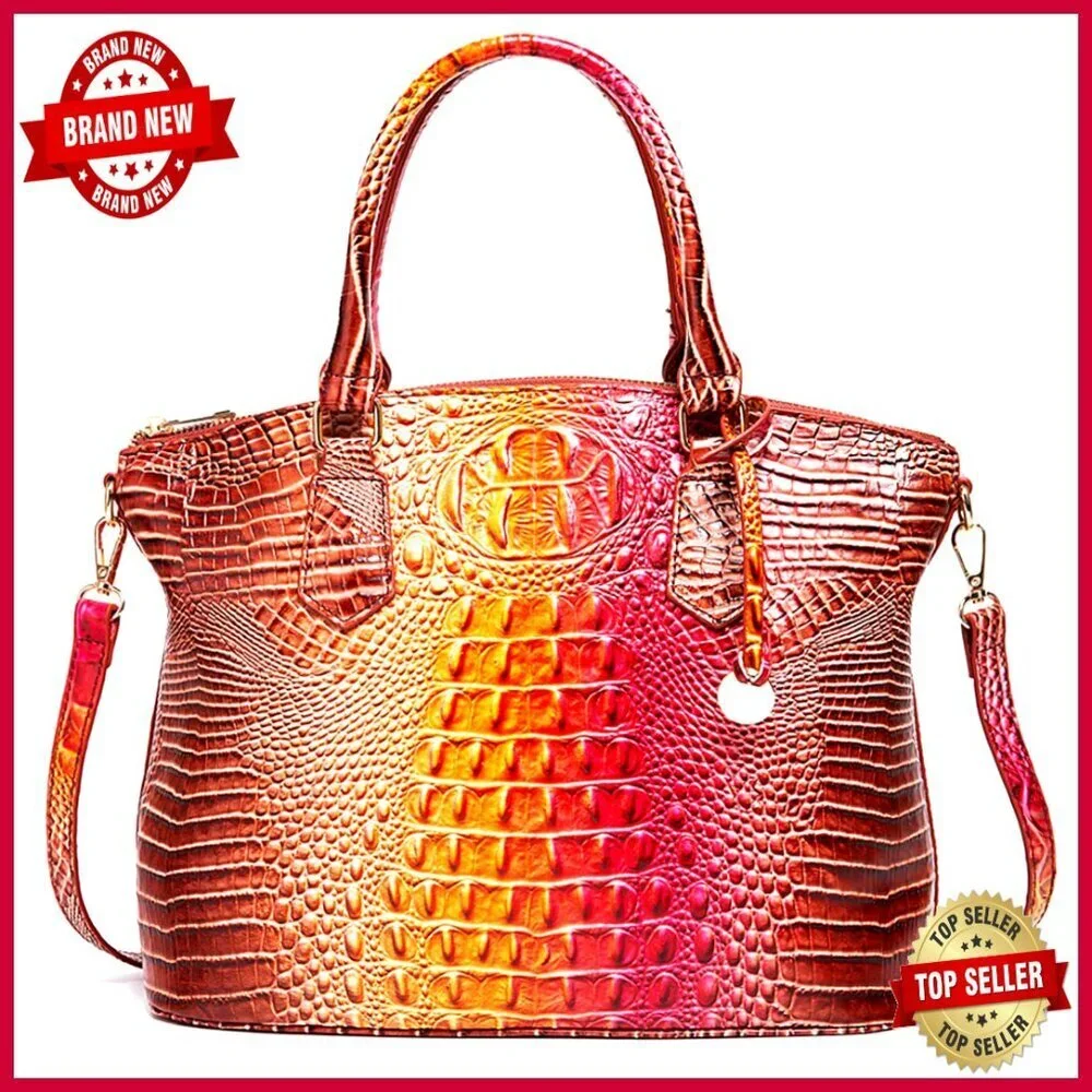 Medium Vegan Leather Satchel Tote Bag with Adjustable Crossbody Strap